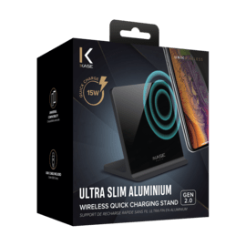 Support de recharge sans fil ultra fin en aluminium (Charge rapide 10W), Noir de Jais