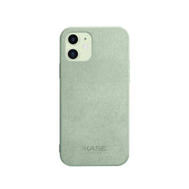 Coque en Suède Alcantara pour Apple iPhone 12/12 Pro, Vert Avocat
