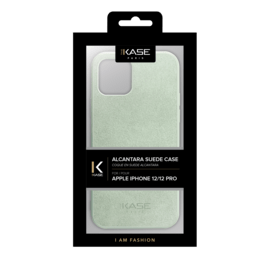 Coque en Suède Alcantara pour Apple iPhone 12/12 Pro, Vert Avocat