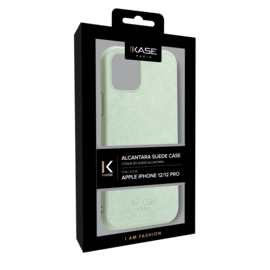 Coque en Suède Alcantara pour Apple iPhone 12/12 Pro, Vert Avocat