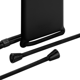 Coque en gel de silicone doux en bandoulière pour Apple iPhone 11, Noir satin