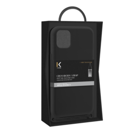 Coque en gel de silicone doux en bandoulière pour Apple iPhone 11, Noir satin