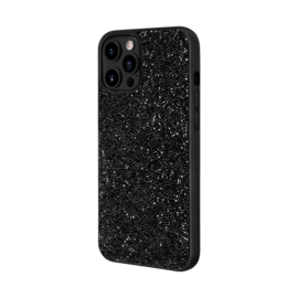Coque Bling Strass pour Apple iPhone 12/12 Pro, Minuit Noir