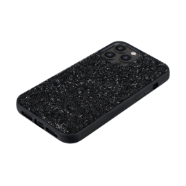 Coque Bling Strass pour Apple iPhone 12/12 Pro, Minuit Noir