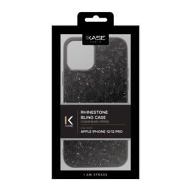 Coque Bling Strass pour Apple iPhone 12/12 Pro, Minuit Noir