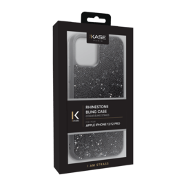 Coque Bling Strass pour Apple iPhone 12/12 Pro, Minuit Noir