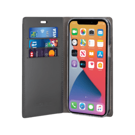 Diarycase 2.0 Coque clapet en cuir véritable avec support aimanté pour Apple iPhone 12 mini, Rouge Bordeaux