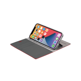 Diarycase 2.0 Coque clapet en cuir véritable avec support aimanté pour Apple iPhone 12 mini, Rouge Bordeaux