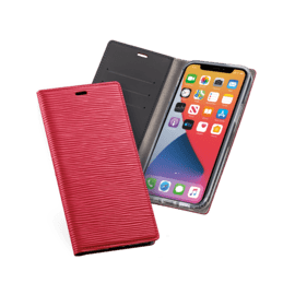 Diarycase 2.0 Coque clapet en cuir véritable avec support aimanté pour Apple iPhone 12 mini, Rouge Bordeaux