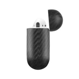 Coque en fibre de carbone véritable pour Apple AirPods, Noir satiné