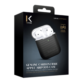 Coque en fibre de carbone véritable pour Apple AirPods, Noir satiné