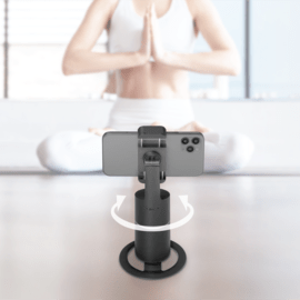 Support selfie pour smartphone avec suivi à 360°, noir minuit