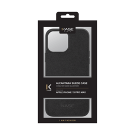 Coque en Suède Alcantara pour Apple iPhone 13 Pro Max, Minuit Noir 