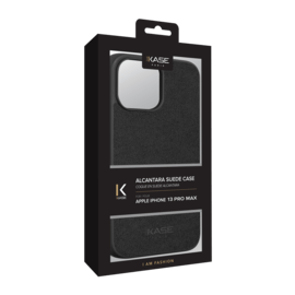 Coque en Suède Alcantara pour Apple iPhone 13 Pro Max, Minuit Noir 