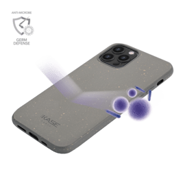 Coque antibactérienne vegan bio 100 % zéro déchet pour Apple iPhone 12/12 Pro, Gris Lave