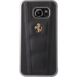 Ferrari Coque en cuir véritable pour Samsung Galaxy S6 Edge, Noir