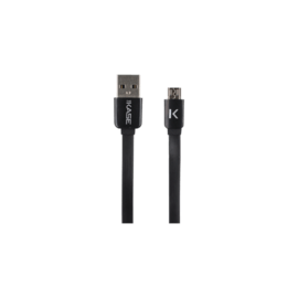 Cable plat vers Micro USB (1m) pour Android, Noir de Jais