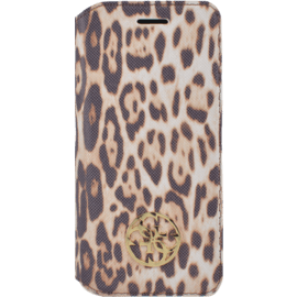 Guess Animalier Print Coque clapet pour Apple iPhone 6/6s, Léopard brun
