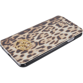 Guess Animalier Print Coque clapet pour Apple iPhone 6/6s, Léopard brun