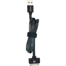 Cable plat 30 broches vers USB (1m) pour Apple, Noir de Jais