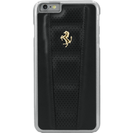 Ferrari Perforated Coque cuir veritable pour Apple iPhone 6 Plus/6s Plus, Noir, Cheval doré