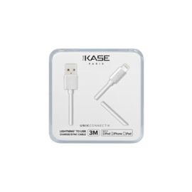 Câble Lightning certifié MFi Apple Charge/Sync (3M), Blanc Lumineux