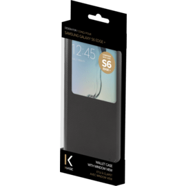 Etui à clapet avec Window View pour Samsung Galaxy S6 Edge Plus, Noir