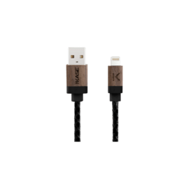Câble Lightning certifié MFi Apple Charge/Sync (0.3M) Cuir veritable Bois de Noyer Noir