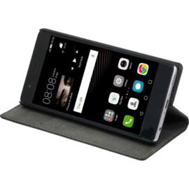 (D) Coque clapet avec pochettes CB & stand pour Huawei P9, Noir