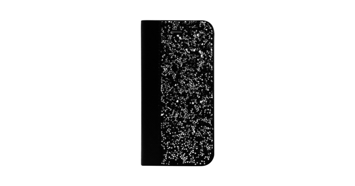 Coque Clapet Bling Strass pour Apple iPhone 6/6s/7/8, Minuit Noir & Argent | The Kase