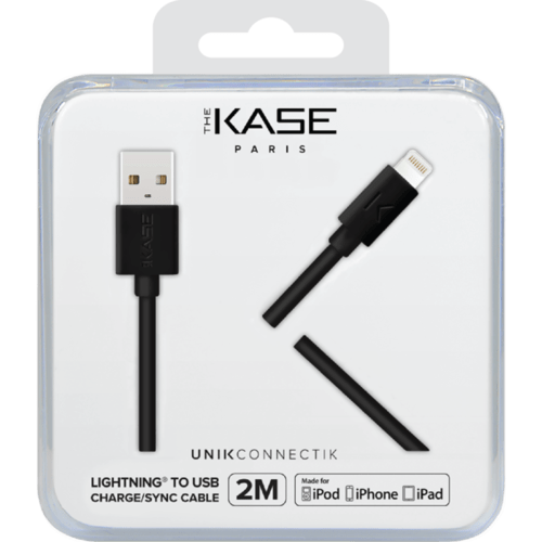 Câble USB-C vers Lightning certifié MFi Apple métallisé tressé Charge/sync  (2M), Noir