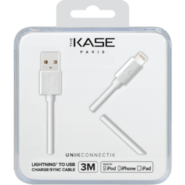 Câble Lightning certifié MFi Apple Charge/Sync (3M), Blanc Lumineux
