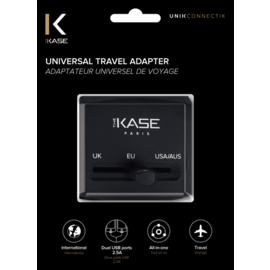 Adapteur de voyage (universel), Satin Noir