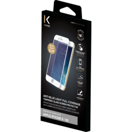 Protection d'écran en verre trempé avec Anti-lumière bleue (100% de surface couverte) pour iPhone 6/6s, Blanc