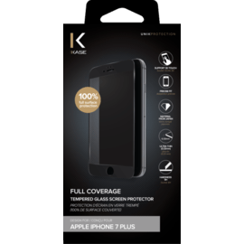 Protection d'écran en verre trempé (100% de surface couverte) pour Apple iPhone 7 Plus, Noir