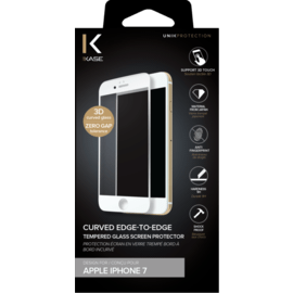 Protection d'écran en verre trempé Bord à Bord Incurvé pour Apple iPhone 7, Blanc