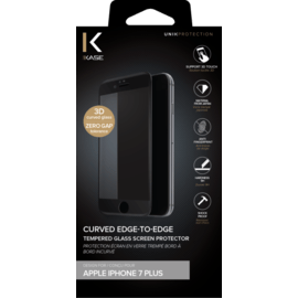 Protection d'écran en verre trempé Bord à Bord Incurvé pour Apple iPhone 7 Plus, Noir