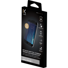Protection d'écran en verre trempé avec Anti-lumière bleue (100% de surface couverte) pour iPhone 7, Noir