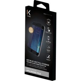 Protection d'écran en verre trempé avec Anti-lumière bleue (100% de surface couverte) pour iPhone 7 Plus, Noir