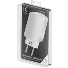 Chargeur Universel Double USB (UE) 3.4A, Blanc Lumineux