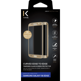 Protection d'écran en verre trempé Bord à Bord Incurvé pour Samsung Galaxy S6 Edge, Or