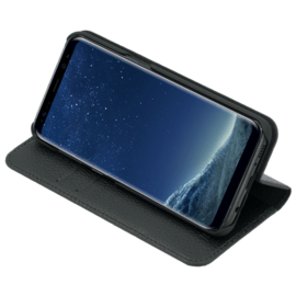 Étui portefeuille en cuir véritable pour Samsung Galaxy S8+, cuir Shrunken Noir