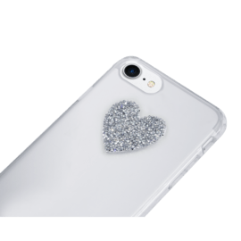 Sticker cristaux Swarovski® à roche ultra fine, Cœur argenté étincelant