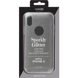 Coque slim pailletée étincelante pour Apple iPhone X, Argent