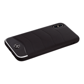 Mercedes-Benz WAVE III Coque en cuir véritable & en aluminium pour iPhone X/XS, Noir